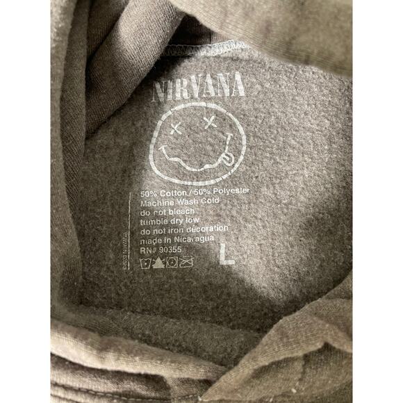 Nirvana Smiley Face Hoodie Gray Pink Logo Size L - Picture 6 of 6